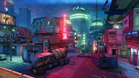 Borderlands Architecture, Borderlands Scenery, Borderlands Landscape, Borderlands Environment, Borderlands Concept Art, Shinji Kimura, Borderlands Aesthetic, Scifi Ideas, Digital Zine