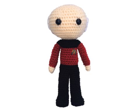 Free Star Trek: The Next Generation Captain Picard Amigurumi Pattern (Crochet) Star Trek Crochet Patterns, Star Trek Knitting Patterns, Star Trek Crochet Patterns Free, Star Trek Costume Women, Star Trek: Enterprise, Picard Star Trek, Star Trek Birthday, Deep Space Nine, Captain Picard