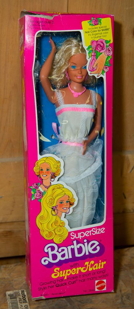 New Mattel Supersize Barbie Super Hair 1978 2844 NIB Doll Toy 3+ #Mattel #DollswithClothingAccessories Supersize Barbie, New Barbie Dolls, Super Hair, Barbie I, Vintage Box, Barbie Friends, Retro Toys, Barbie World, Vintage Barbie