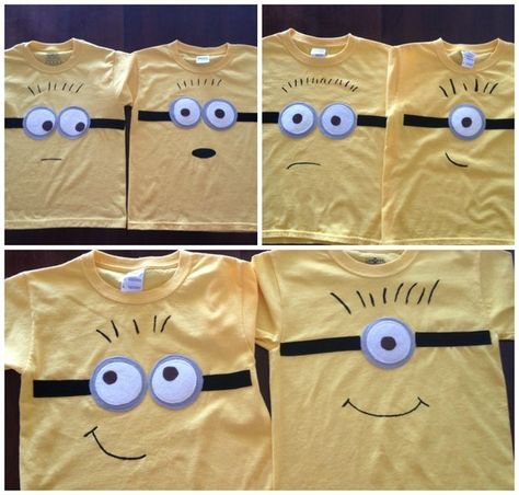 These Minion Shirts | Community Post: 16 Minion DIY Projects You Won't Believe Exist Minion Tshirts, Minion Shirts, Diy Minions, Cousin Camp, Minion Costumes, Baby Onsie, Shirts Diy, Minion Birthday Party, Minion Birthday