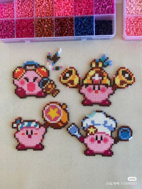 Kirby Perler Bead Patterns, Pixel Kirby, Perler Designs, Hamma Beads Ideas, Pokemon Bead, Easy Perler Bead Patterns, Pixel Beads, Pearl Beads Pattern, Perler Ideas