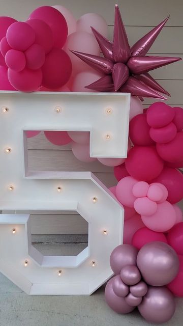 Marquee Numbers With Balloons, Starburst Balloon, Marquee Decoration, Pink And Sparkly, 11 Birthday, Balloons Party, Picnic Ideas, Marquee Letters, Balloon Decor