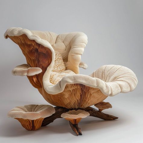 Art From Nature Ideas, S Shaped Chair, Chair Inspired By Nature, Art Made With Nature, Cool House Things, Cool Furniture Design, Art Inspired By Nature, Sustainable Materials Interior, Organic Design Interior