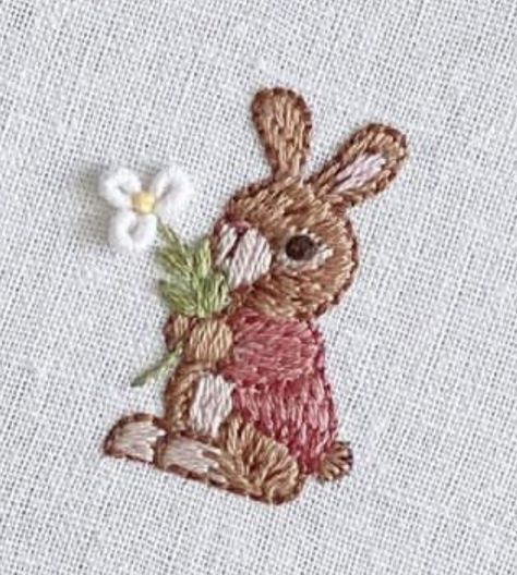 Embroidery Bunny Pattern, Easter Stitch, Simple Bunny Embroidery, Embroidery Rabbit, Cute Rabbit Embroidery, Embroidered Baby Clothes, Embroidered Bunny, Bunny Embroidery, Bunny Designs