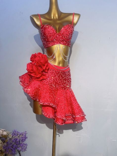 CustomPilot - Etsy Latino Dance Dress, Red Jazz Dance Costumes, Latin Party Outfit, Salsa Dress Outfit, Latin Dresses Ideas, Latin Dance Outfit, Latin Dance Dresses For Competition, Fringe Dance Costume, Latin Dress Competition