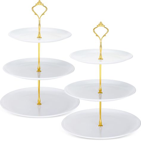 PRICES MAY VARY. Practical Cake Stand Set: the package comes with 2 pieces of white stainless steel cake stands, which is convenient for you to use and replace; The three tier serving trays can well hold and display your desserts, making them look more delicious and charming Enough Capacity: each cup cake tier stand can hold 24 cupcakes, offering a large capacity to meet your requirements; The diameters of the 3 trays from top to bottom are respectively about 7.87 inches/ 20 cm, 8.9 inches/ 22.7 3 Tier Serving Tray, Tier Serving Tray, Dessert Stands, Cupcake Display Stand, Tiered Cake Stands, Cake Tower, Cake Stand Set, Cupcake Display, Tiered Stand