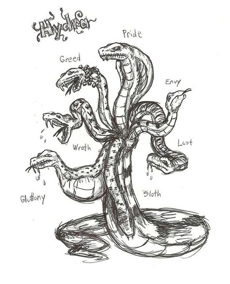 Three Headed Snake Tattoo, Two Headed Snake Drawing, Hydra Drawing, 3 Headed Snake, Three Headed Snake, Sus Drawing, Heads Drawing, Double Headed Snake, Snake Monster