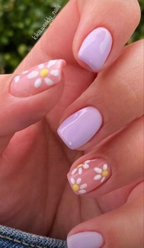 Kid Nails Ideas, Nail For Kids, Girl Nails Kids, Cute Kids Nails, Judy Nails, Lilac Nails Design, Kids Nail Polish, Kids Nail Designs, Squoval Nails