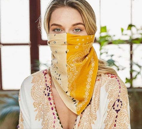 Veiled Girl, Bandana Face Mask, Lauren Wood, Floral Bandana, Scarf Mask, Bandana Styles, Mask Girl, Cotton Bandanas, Bandana Print