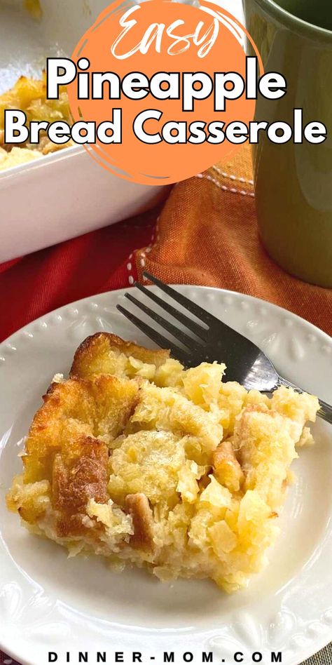 Easy Pineapple Bread Casserole Pineapple Souffle Bake, Can Pineapple Recipes Desserts, Pineapple Casserole With Bread, Pineapple Bread Casserole, Pineapple Bake Casserole, Pineapple Bread Pudding Recipe, Dishes With Pineapple, Pinapple Recipes Dessert, Scalloped Pineapple Casserole