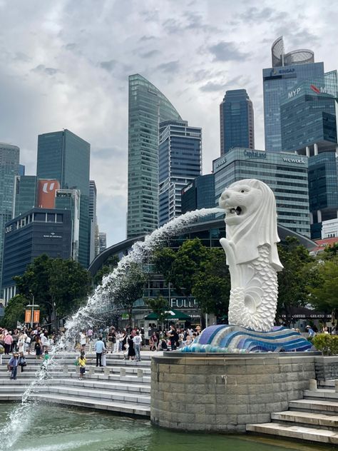 Merlion Park in Singapore Singapore Merlion, Merlion Singapore, Singapore Architecture, Water Park, Singapore, Vision Board, Architecture