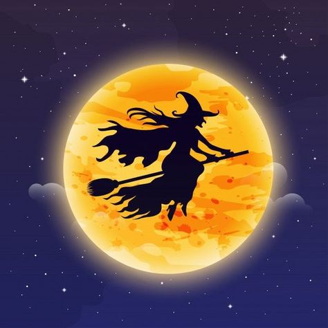 Flying Illustration, Happy Halloween Pictures, Witch Painting, Witch Flying, Halloween Crafts Preschool, Witch Silhouette, Baba Jaga, Halloween Rocks, Flying Witch