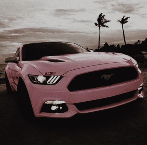 Pink Mustang Aesthetic, Porchse Cars Wallpaper, Ford Mustang Aesthetic, Pink Ford Mustang, Aesthetic Mustang, Pink Sports Cars, Sports Cars Aesthetic, Mustangs Cars, Mustang Aesthetic