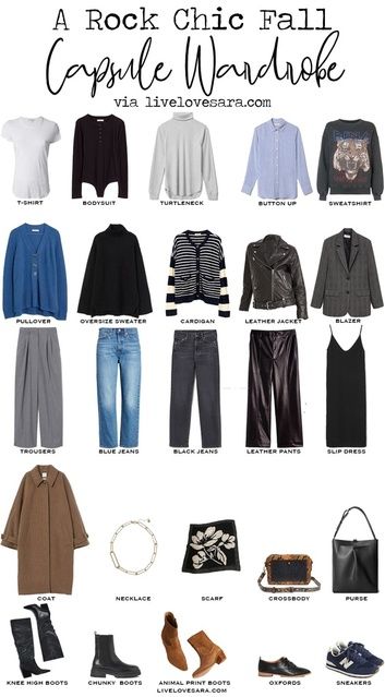 Rock Wardrobe Capsule, Rock Style Capsule Wardrobe, Rock Chic Capsule Wardrobe, Rocker Chic Capsule Wardrobe, Emo Capsule Wardrobe, Rock Capsule Wardrobe, Goth Capsule Wardrobe, Find Your Style Fashion, Chic Fall Capsule Wardrobe