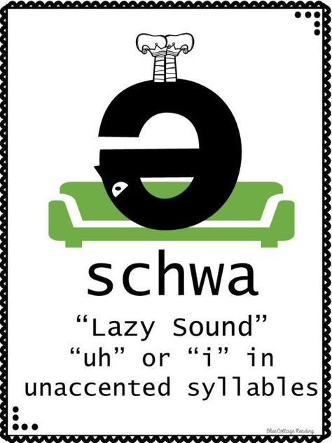 Freebie couch potato schwa mini poster. Resources for teaching schwa. Closed Syllable Words, Sensory Phonics, Multisensory Phonics, Open Syllables, Reading Tutoring, Phonics Books, Phonics Rules, Vowel Sound, Orton Gillingham