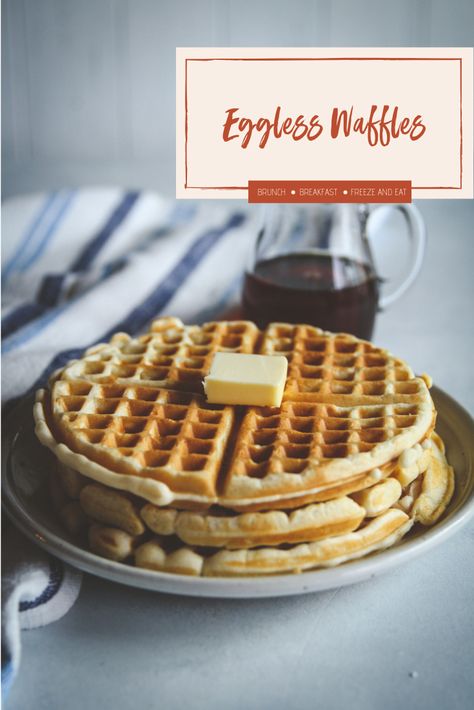 The Best Eggless Waffles Recipe - Sweetphi Eggless Waffle Recipe, Egg Waffle Recipe, Eggless Breakfast, Homemade Brunch, Chocolate Chip Waffles, Waffle Iron Recipes, Egg Waffle, Fluffy Waffles, Waffles Easy