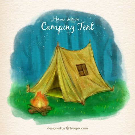 Watercolor Tent, Tent Watercolor, Tent Painting, Camping Watercolor, Camping Painting, Toddler Drawing, A Frame Tent, Best Tents For Camping, Tent Design