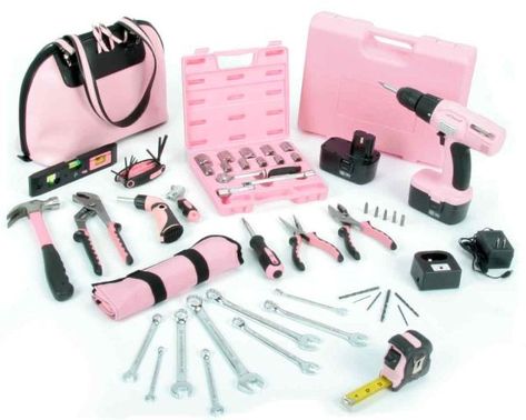 Pink Tool Box, Pink Tool Set, Pink Tools, Tools For Women, Hand Tool Sets, Tool Kits, 8 Bits, Household Tools, Cute School Supplies