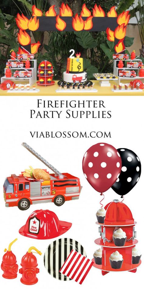 Firefighter Birthday Party Supplies #birthday #birthday #men Marshall Paw Patrol Birthday, Firefighter Birthday Party, 50th Birthday Gag Gifts, 2nd Birthday Party For Boys, Fireman Party, Firetruck Birthday Party, Fire Truck Party, Firefighter Party, Fireman Birthday