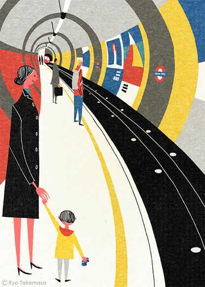 graphic design, illustration Ryo Takemasa, Illustration Design Graphique, London Art Print, Illustration People, Foto Transfer, Illustration Vintage, Art Et Illustration, London Underground, Art Pop