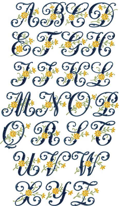 Floral font Design Alphabet, Alfabet Letters, Embroidery Alphabet, Embroidery Letters, Embroidery Patterns Vintage, Learn Embroidery, Embroidery Monogram, Paper Embroidery, Pola Sulam