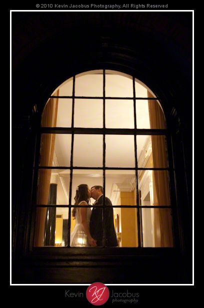 If you have the 2nd photog, it might be really cool to have a picture from the outside looking in since you'll be in front of a window....  or after the fact, have a pic of you two looking out. Picture Through A Window, Looking Into A Window From Outside, Photos Through Windows, First Home Pictures, Wedding Day Dresses, Night Window, People Kissing, Drawing Help, Engagement Pictures Poses