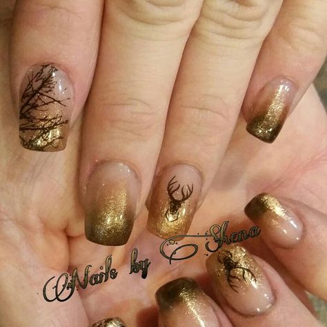 In love with my hunting nails! Nails Hunting Season, Nails For Hunting Season, Hunting Nail Art, Deer Nails Hunting, Antler Nail Art, Deer Hunting Nails, Hunting Nail Ideas, Hunting Season Nails, Hunting Nails Designs