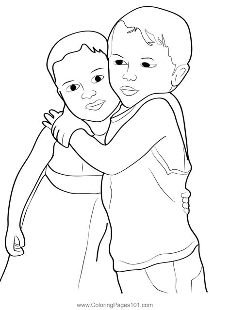 Sweet Romantic Hug Coloring Page Hug Coloring Page, Number 2 Coloring Page, Romantic Hug, Kids Hugging, People Hugging, Detailed Coloring Pages, Christmas Classroom, Number 2, Colouring Pages