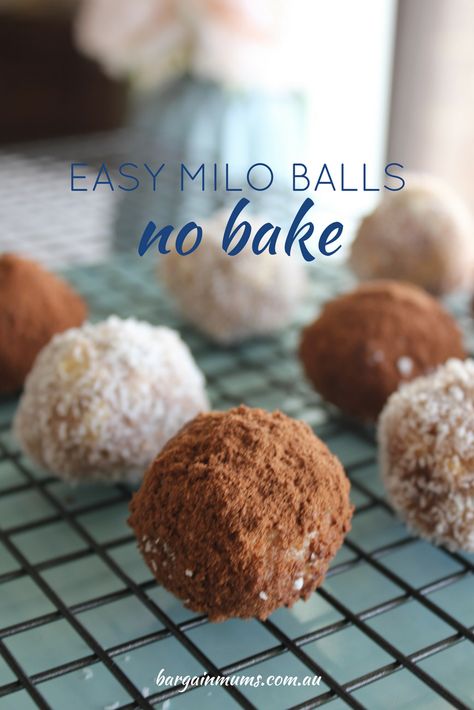 These Easy Milo Balls can be made in under 10 minutes. They are that simple! You only need plain biscuits, sweetened condensed milk, coconut and Milo, and best of all it's a no bake recipe. Milo Balls Recipes, Milo Balls, Plain Biscuits, Milo Recipe, Australian Recipes, Magic Custard Cake, Condensed Milk Cake, Kids Recipe, No Bake Recipe