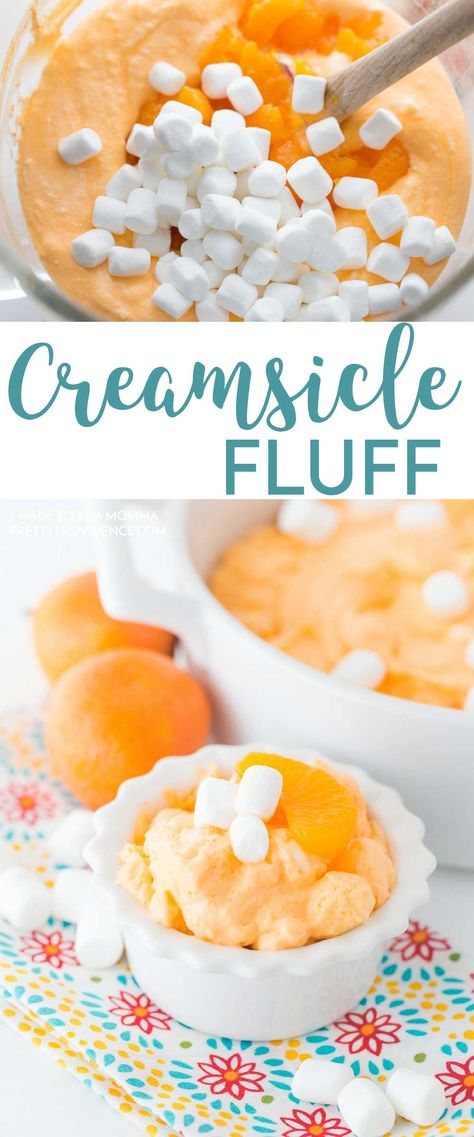 This creamsicle fluff is the perfect treat. Filled with mandarin oranges and marshmallows this fluff is full of flavor! Creamsicle Fluff, Fruit Salad With Vanilla Pudding, Desserts Nutella, Orange Jello Salads, Smores Dessert, Coconut Dessert, Fluff Recipe, Fluff Desserts, Jello Desserts