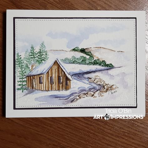 Art Impressions Watercolor Cards, Art Impressions Watercolor, Sparrow Art, Watercolor Stamps, Art Impressions Cards, Art Impressions Stamps, Car Card, Stone Creek, Coloring Painting