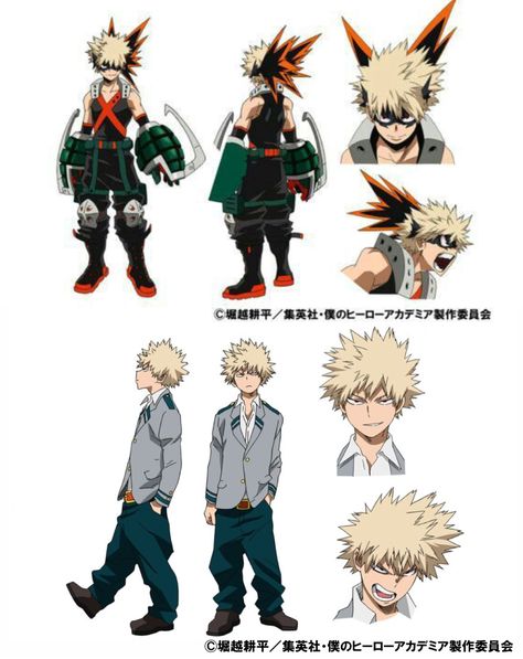 Bakugo Character Design, Mha Characters Bakugo, Mha Characters Hero Costumes, Bakugou Character Sheet, Bakugo Reference Sheet, Bakugou Reference Sheet, Bakugou Hero Costume Redesign, My Hero Academia Character Design Sheet, My Hero Academia Character Sheet