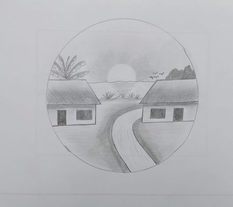 How to draw a village scenery, house drawing, gramer drisso aka,scenery drawing, prakritik drisso,beautiful scenery Village House Drawing, House Scenery Drawing, House Drawing Easy, House Scenery, Simple House Drawing, Scenery Drawing For Kids, Drawing Easy Step By Step, Village Scenery, Scenery Drawing