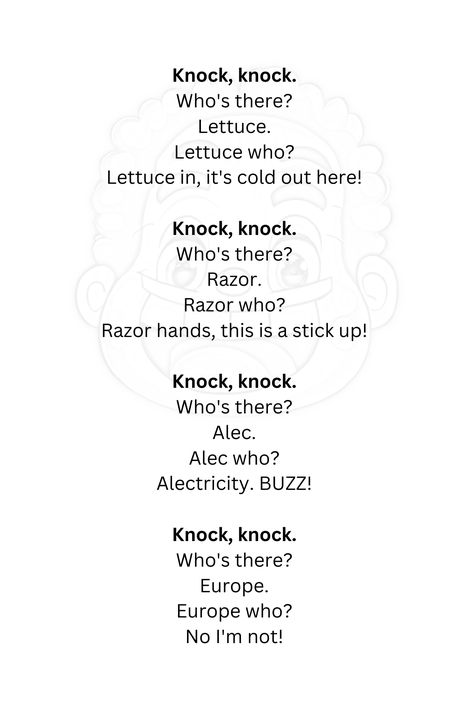 Knok Knok Door Joke, Knock Knock Jokes Funny Hilarious, Knock Knock Jokes Funny, Knock Knock Jokes For Kids, Funny Knock Knock Jokes, Mama Jokes, Best Dad Jokes, Deep Texts, Funny Poems