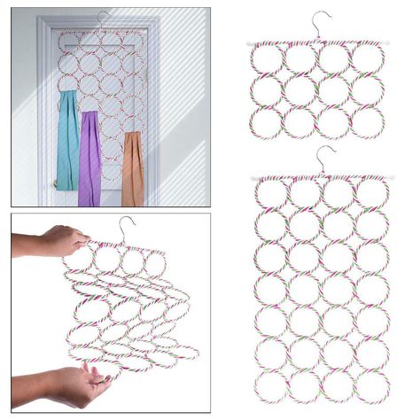 Scarves Scarf Hanger Scarf Organiser Organizer Wardrobe Storage Holder Description: A great space saver for any closet. Practical and durable scarf display storage hanger. Save space,makes your room more tidy. Multi-circles,helping you organize shawls, scarfs, belts, ties, straps, etc. Suit for shop display or your wardrobe to store your gadgets nicely. Specification: Material:Cloth 28 Cicles:Approx.73x38cm/28.74x14.96in 12 Cicles:Approx.35x38cm/13.78x14.96in Package Includes: 1 Piece Scarf Hang Scarf Display, Hanging Scarves, Scarf Organization, Scarf Holder, Scarf Hanger, Hanger Organizer, Belt Hook, Hanger Storage, Wardrobe Storage