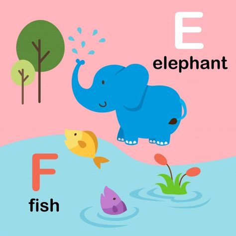 Preschool Alphabet Printables, Flamingo Vector, Phonics Flashcards, Rabbit Vector, Alphabet Pictures, Illustration Art Kids, Preschool Classroom Decor, Elephant Illustration, Learning Abc