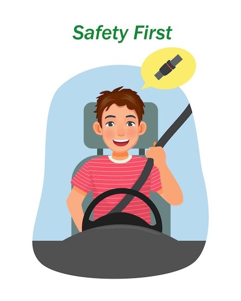 Driving Safety, Safety First, Seat Belt, Young Woman, Car Seat, Premium Vector, Car Seats, Clip Art