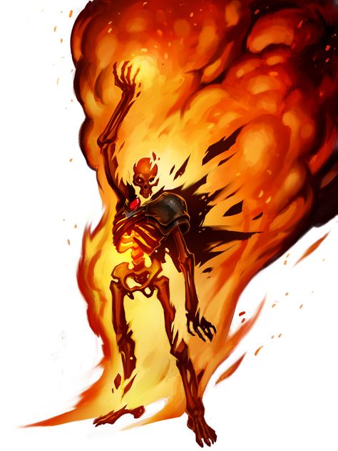 Burning Lich Titan by Kory Hubbell #fire #skeleton Personajes Studio Ghibli, Cool Monsters, Skeleton Art, Monster Concept Art, Fantasy Monster, Creature Feature, Mythological Creatures, Weird Creatures, Creepy Art