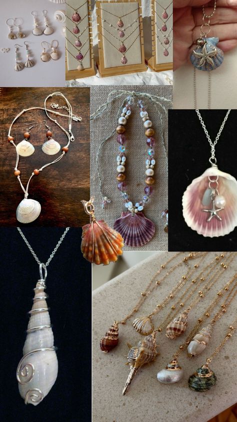 Diy Seashell Necklace, Seashell Jewelry Diy, Crafting Jewelry, She Sells Seashells, Seashell Jewelry, Sea Shore, Seashell Necklace, Jewelry Diy, Jewelry Crafts