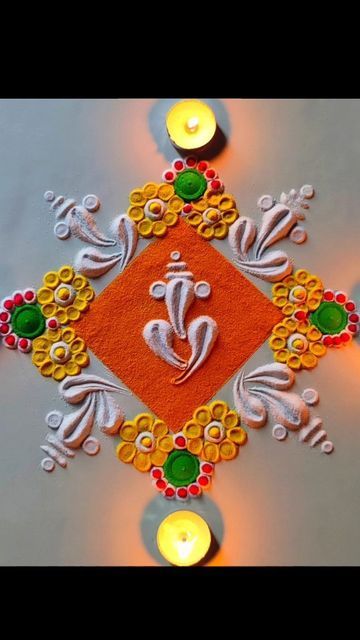 Diwali Rangoli Ganesha, Ganesh Rangoli Creative, Ganpati Bappa Rangoli, Rangoli Creative, Ganesh Chaturthi Rangoli, Ganpati Rangoli, Ganesh Rangoli, Ganesha Rangoli, Diwali Ideas