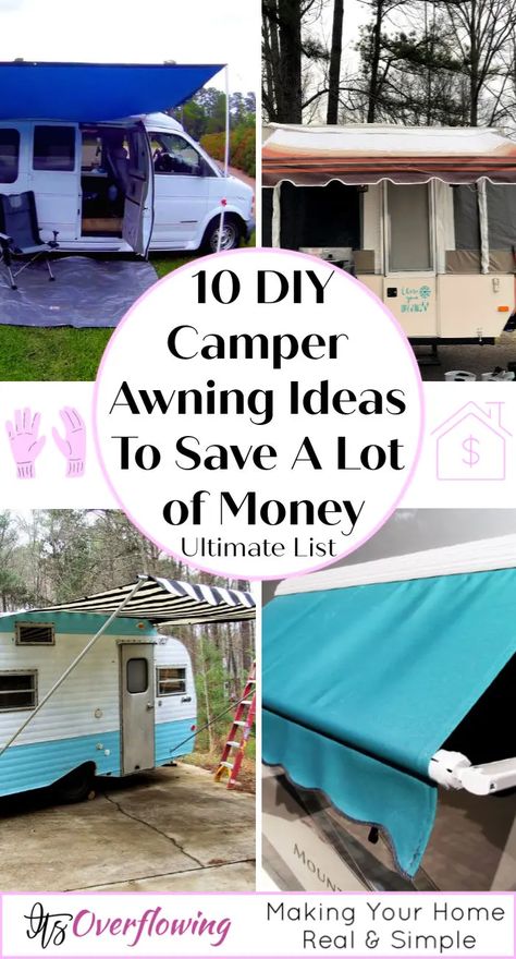 10 DIY Camper Awning Ideas To Save A Lot of Money Travel Trailer Awning Ideas, Vintage Camper Awning Diy, Road Ranger Camper Remodel, Rv Awning Ideas Diy, Trailer Awning Ideas, Pop Up Camper Awning Ideas, Camping Awning Ideas, Diy Trailer Awning, Diy Camper Awning How To Make