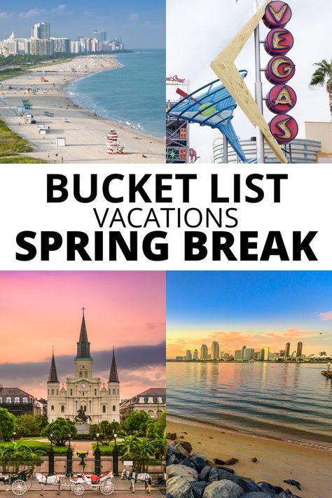 Bucket list vacations spring break, including Miami, Las Vegas, New Orleans, and San Diego. Spring Break Locations, Best Spring Break Destinations, Spring Break Destinations, Bucket List Vacations, Party Places, Cannon Beach, Spring Break, Places To Go, Bucket List