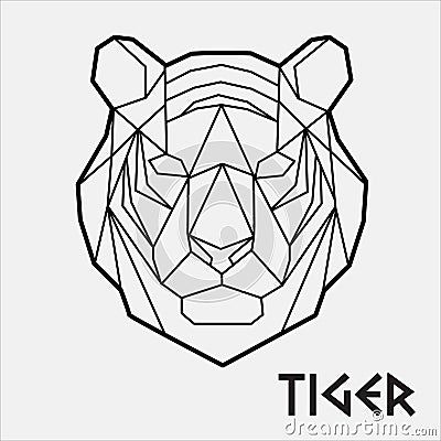 Tiger Head Tattoo Design, Head Tattoo Design, Tiger Outline, Geometric Animal Head, Tiger Head Tattoo, Tiger Silhouette, Geometric Tiger, Japanese Tattoos For Men, Tiki Faces