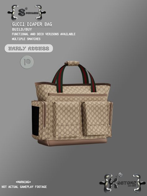 GUCCI BABY BAG (FUNCTIONAL) | K's Kustoms Sims 4 Gucci Bag, Sims 4 Designer Purse Cc, Sims 4 Fendi Cc, Sims 4 Diaper Bag Cc, Sims 4 Cc Clutter Functional Bedroom, Sims 4 Functional Bag, Sims 4 Cc Gucci Clothes, Sims 4 Cc Functional Baby Stuff, Functional Infant Cc Sims 4