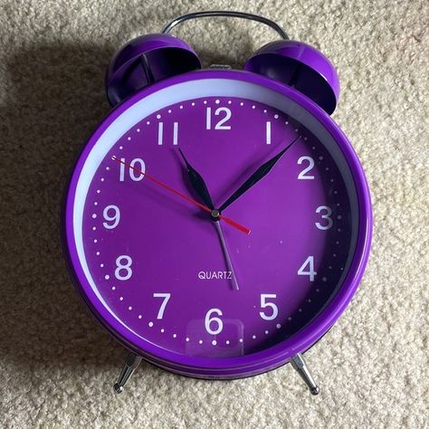 Purple Quartz Twin Bell Analogue Alarm Clock Purple Girls Bedroom, Purple Clock, Lilac Aesthetic, Analog Alarm Clock, Good Morning Smiley, Purple Things, Purple Bedroom, Purple Quartz, Pretty Purple