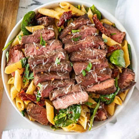 Skirt Steak Pasta Recipes, Tri Tip Pasta, Leftover Steak Pasta, Steak And Pesto Pasta, Leftover Steak Pasta Recipes, Steak And Pasta Dinner, Steak And Pasta Recipes, Steak Pasta Recipes, Pasta With Steak