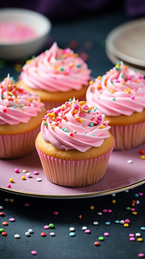 Pink Frosting Cupcakes, Muffins Decorados, Pink Cupcakes Birthday, Cupcake Rosa, Girl Birthday Cupcakes, Cupcakes Wallpaper, Frosting Cupcakes, Daisy Cupcakes, Homemade Bakery