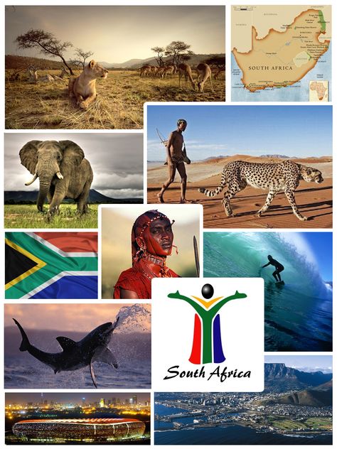 South Africa, officially the Republic of South Africa, is a country located at the southern tip of Africa. It is divided into nine provinces and has 2,798 kilometres (1,739 mi) of coastline. To the north lie the neighbouring countries of Namibia, Botswana and Zimbabwe; to the east are Mozambique and Swaziland; while Lesotho is an enclave surrounded by South African territory... South African Celebrities, African Travel, Kwazulu Natal, Kruger National Park, Southern Africa, Zimbabwe, The Republic, Countries Of The World, Botswana