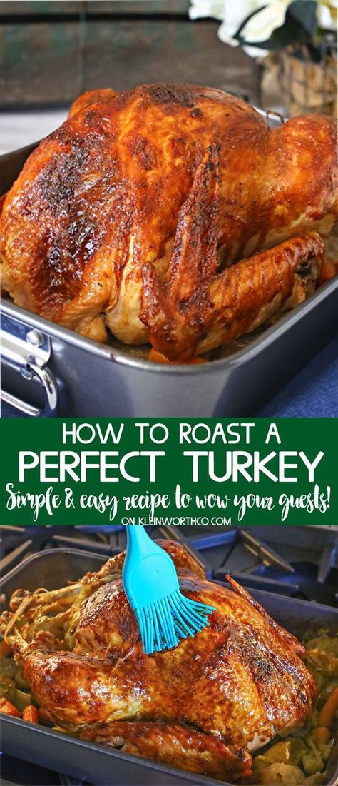 Easy, simple & delicious recipe for How to Roast a Turkey will have your guests swooning. It's not complicated & turns out perfect every single time. YUM! via @KleinworthCo #turkey #thanksgiving #holiday #dinner #christmas Turkey Drumstick Recipe, Baked Turkey Legs, Thanksgiving Recipes Turkey, Roasted Turkey Legs, Turkey Leg Recipes, Turkey Roast, Classic Roast, Roast Turkey Recipes, Oven Roasted Turkey