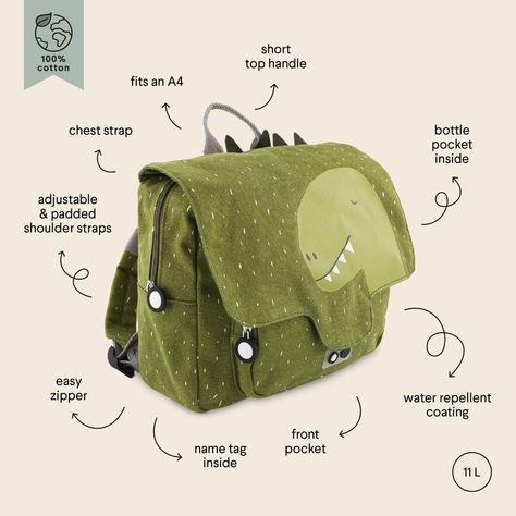 Let’s GO DINO 🦖 Discover Trixie Baby’s charming, eco-friendly characters—perfect for fun moments with your little ones. For parents who care about quality and sustainability. 🍃 Save 10% on your first order with code: SAVE10. https://nadyva.com/collections/trixie-baby Baby School Bags, Preschool Age, Satchel Backpack, Chest Strap, Travel Toys, Hiking Boots Women, Animal Designs, Military Boots, Cute Backpacks